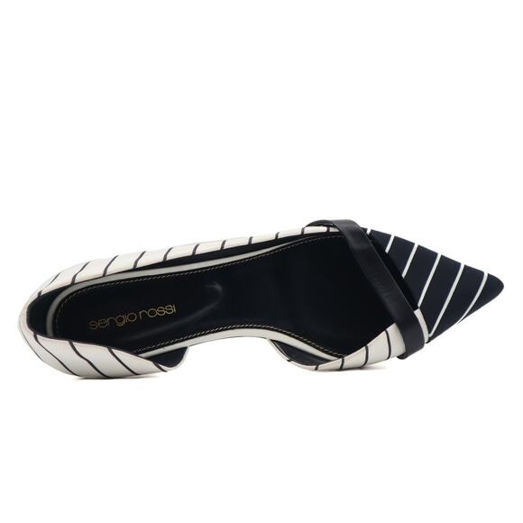 Sergio Rossi D'Orsay Asymmetrical Striped Flats Size 39 - Picture 5 of 12